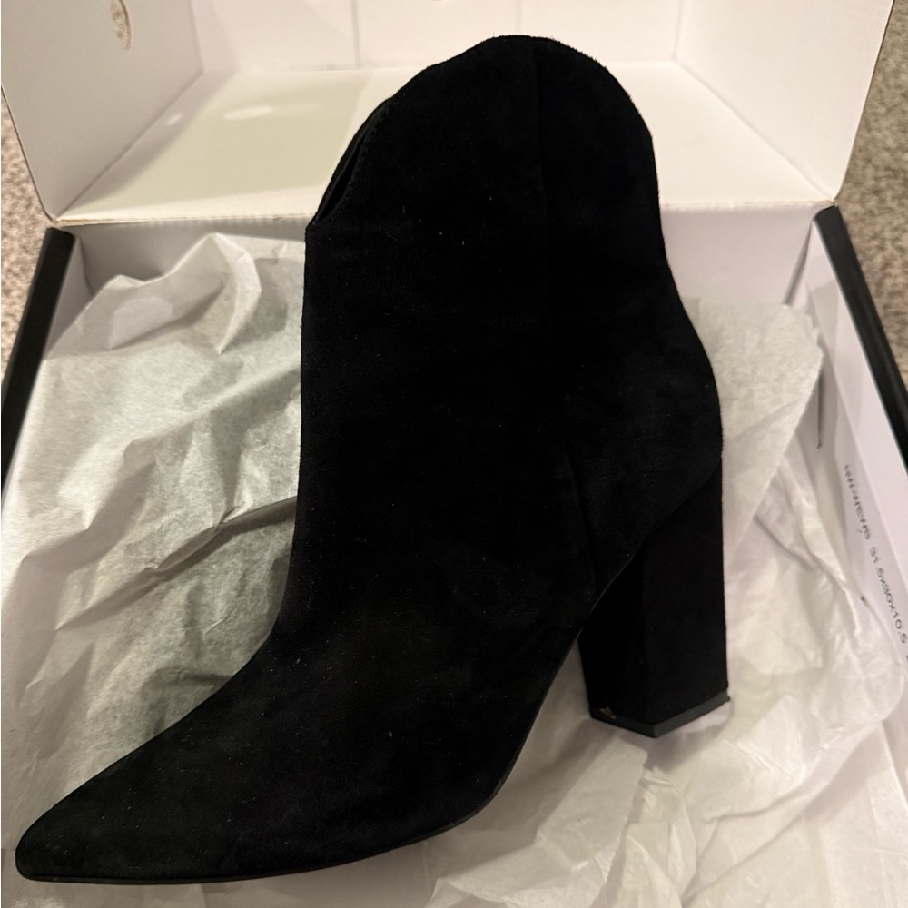 Nine West Black Suede Heeled Boots